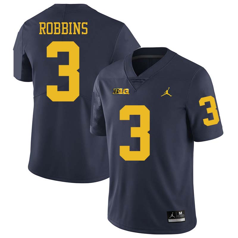 Jordan Brand Men #3 Brad Robbins Michigan Wolverines College Football Jerseys Sale-Navy